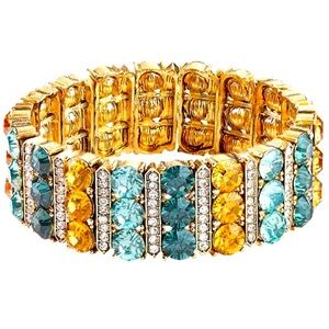 Park Lane Sage Bracelet Antique Gold, Sea Foam & Forest Green, Topaz Crystals